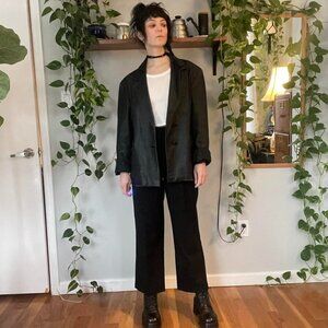 Elyze Paris Black Soft Genuine Leather Blazer with Pockets - L